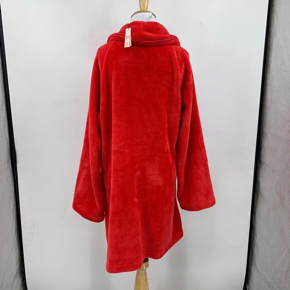 Victoria's Secret Robe Womens M Medium Red Plush Fuzzy Open Front Short *READ - Picture 3 of 16